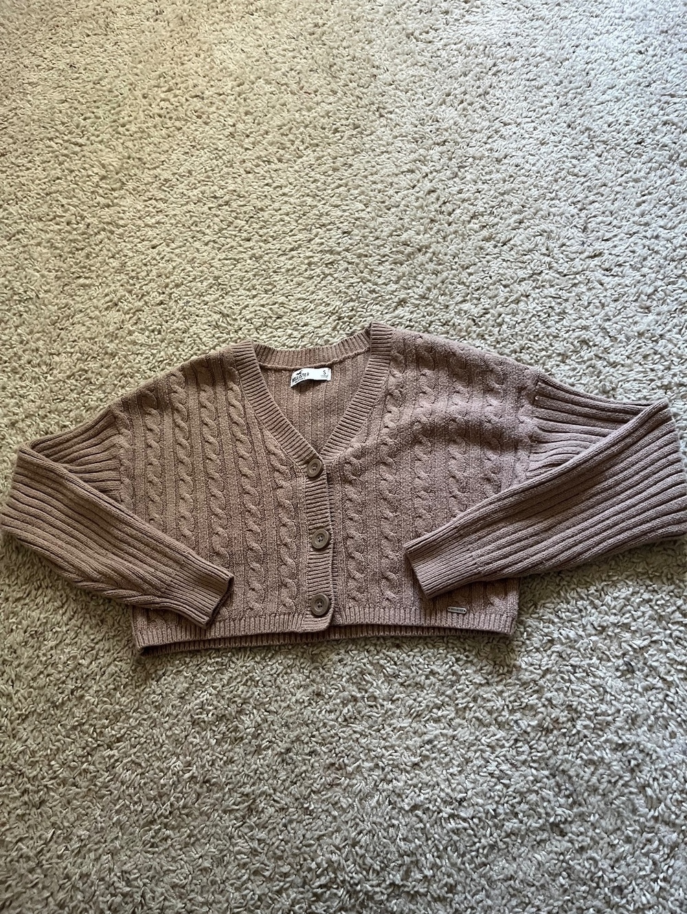 Hollister Women's Cropped Cable Knit Cardigan Sweater Size S